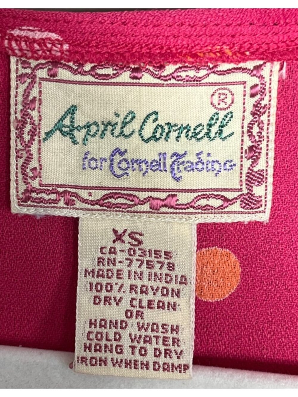 Vtg Rare April Cornell Top Pink Polka Dot Button Ties Twee Flutter Ruffles Wm XS - Picture 2 of 10
